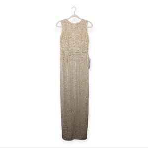 Mac Duggal High Neck Sequin Sleeveless Nude Column Gown Size 4